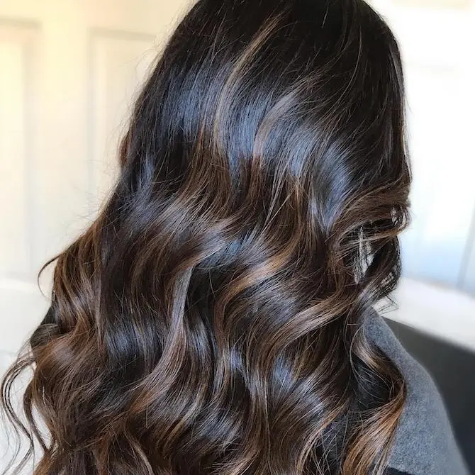 Dark Brown Hair With Balayage Highlights