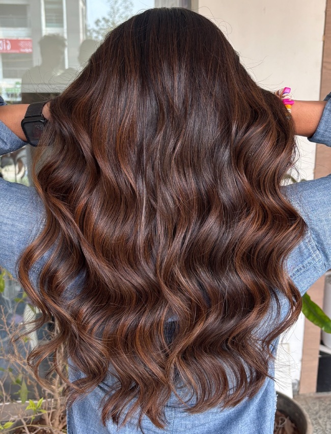 Dark Brown Hair With Cinnamon Highlights