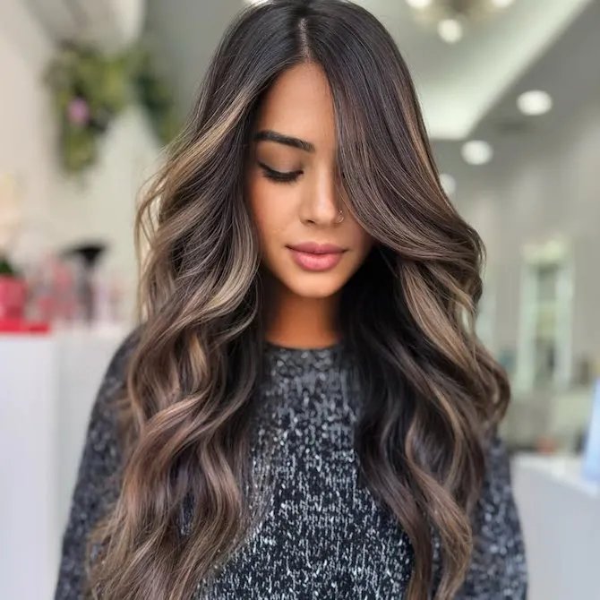 Dark Brown Hair With Golden Blonde Highlights