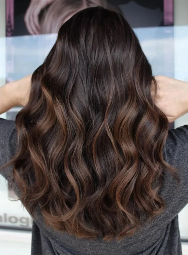 Dark Brown Hair With Walnut Highlights