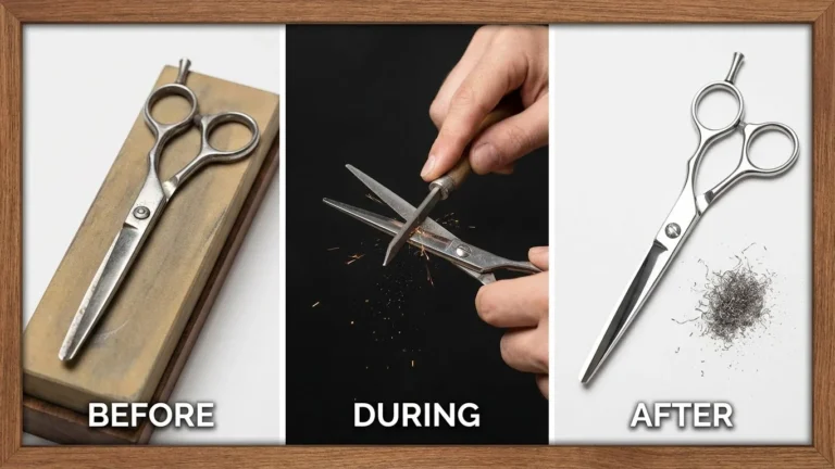 sharpen hair scissors