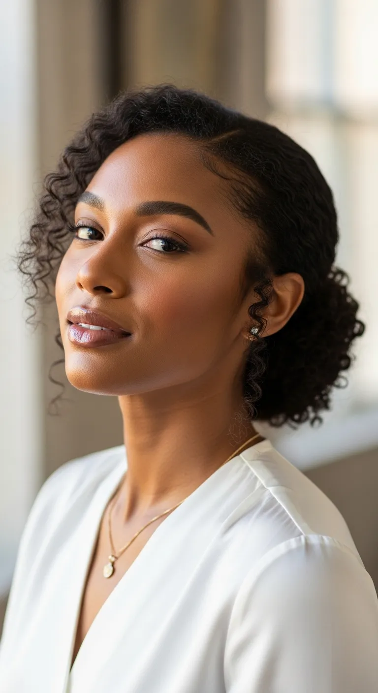 4. Low Bun with Face-Framing Curls