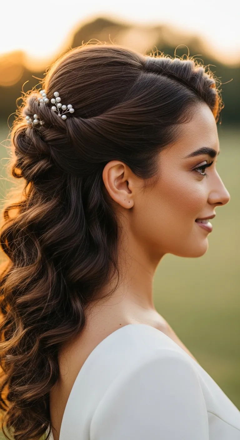 10. Twisted Half-Updo with Accessories