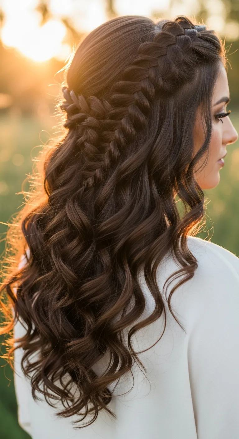14. Waterfall Braid with Flowing Curls