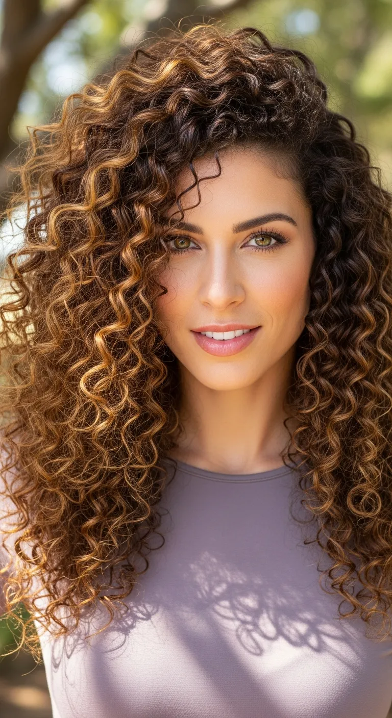 4. Voluminous Curls with a Side Part