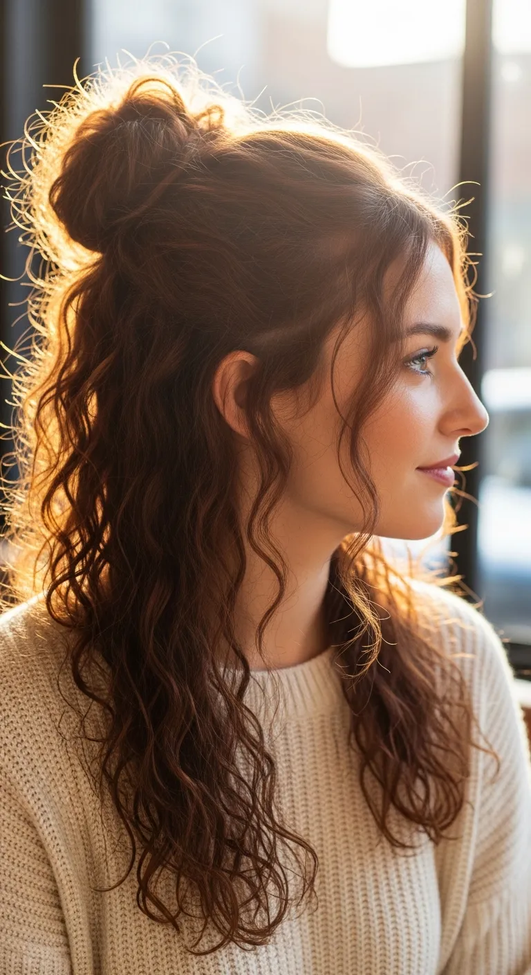 5. Half-Up, Half-Down with a Messy Bun