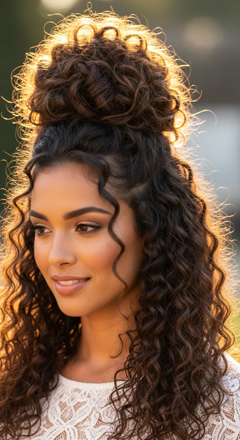 7. Pineapple Updo for Curl Preservation