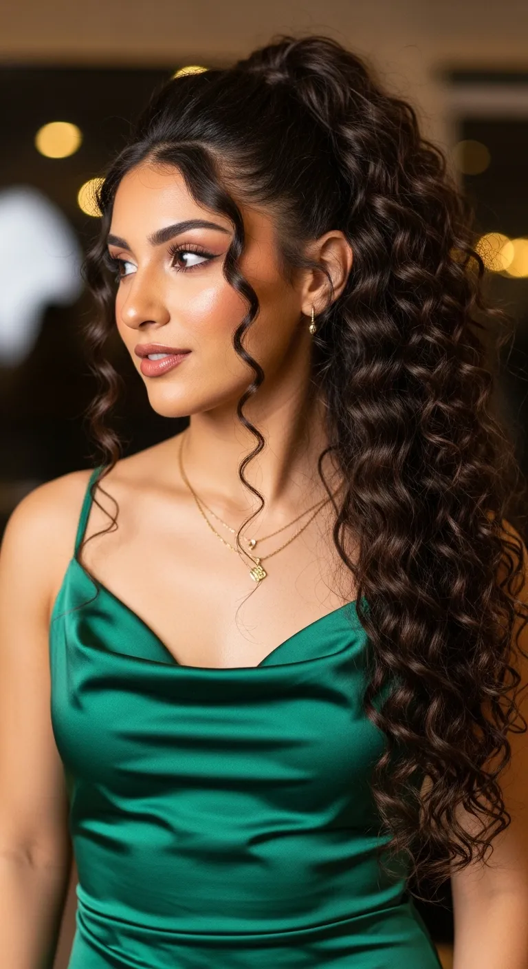 Curly Ponytail with Volume