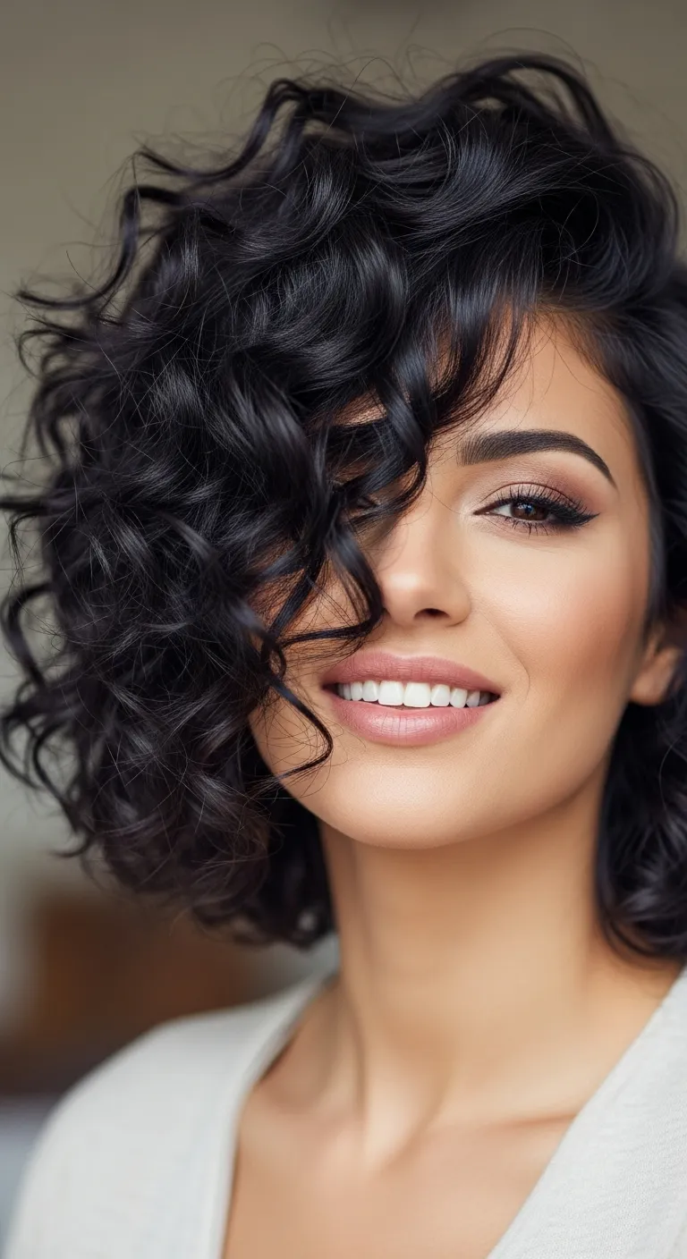 Curly Bob with a Side Part