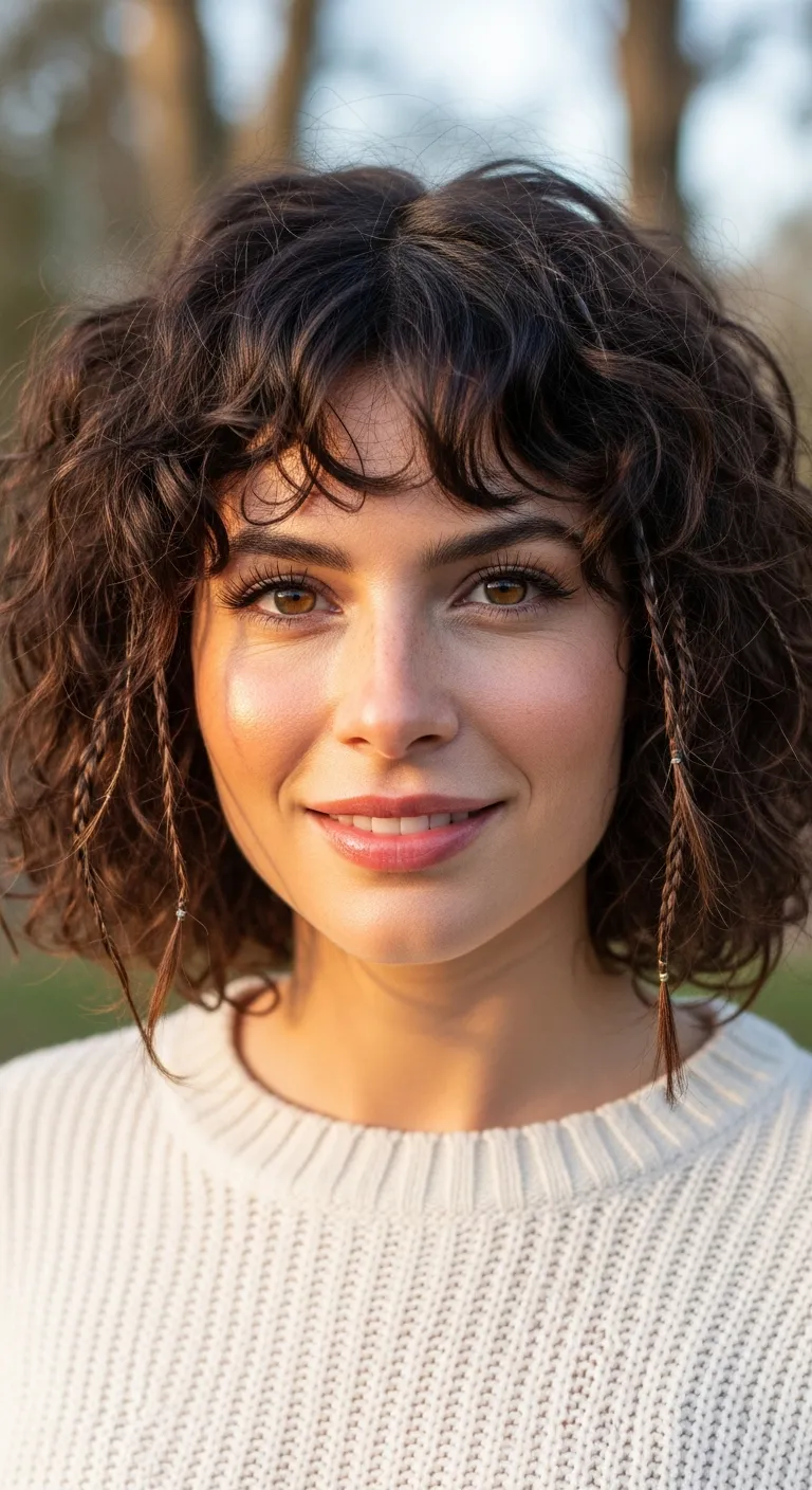 Curly Bob with Braids