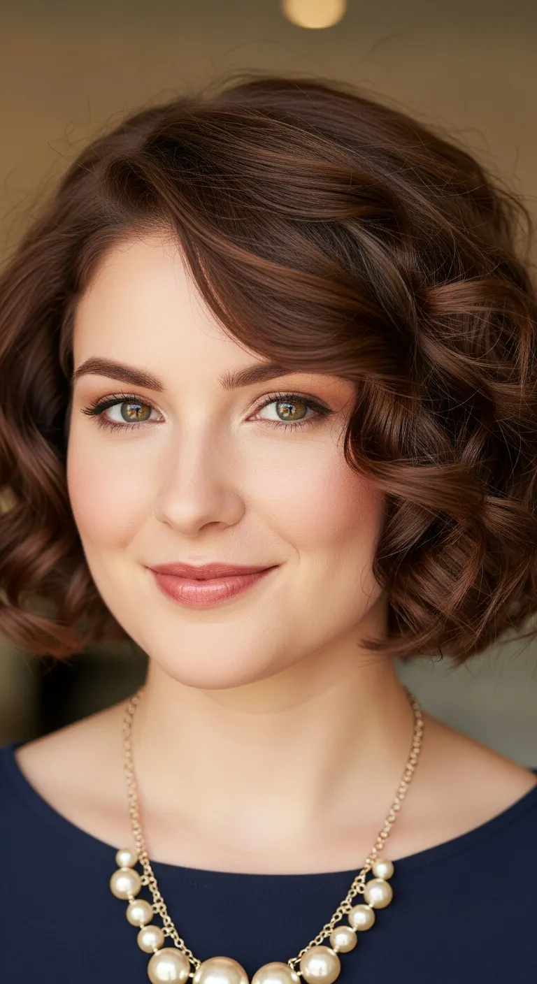 Curly Bob for Round Faces
