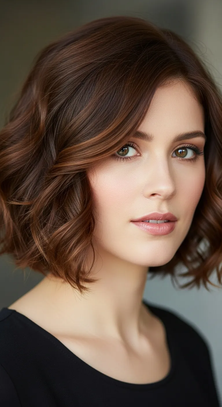 Asymmetrical Curly Bob