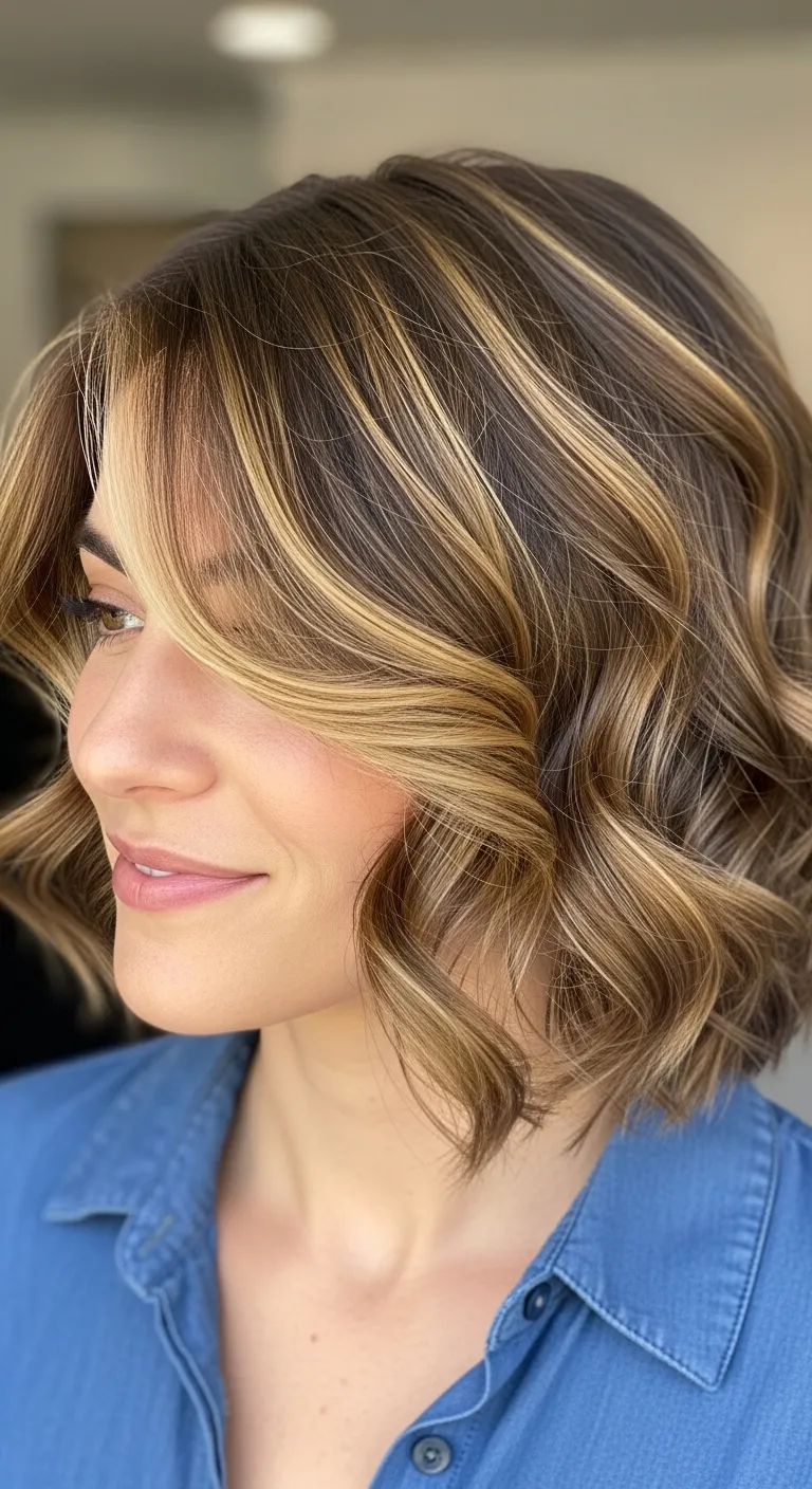 Curly Bob with Highlights