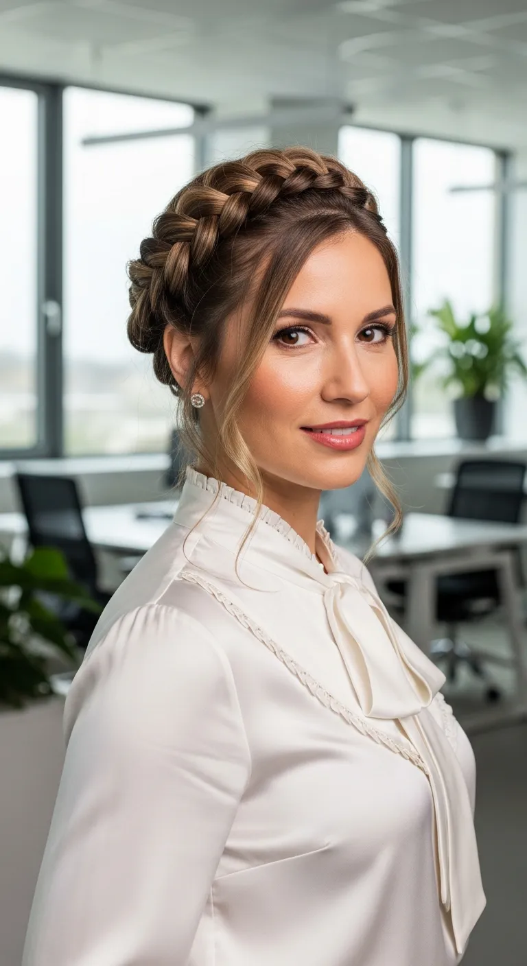 19. Twisted Crown Braid: Romantic and Professional