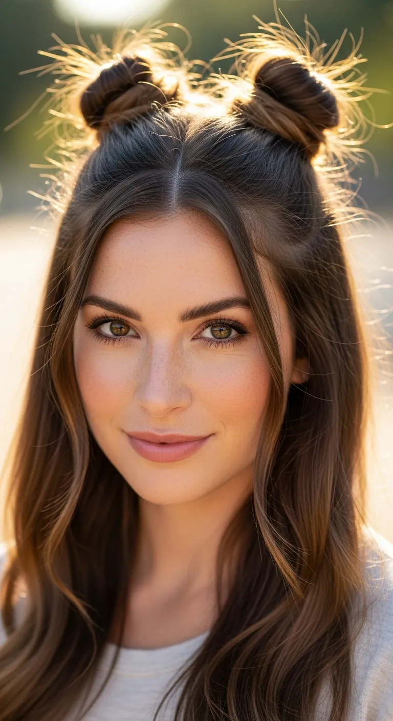 16. The Half-Up Space Buns: Playful Professionalism