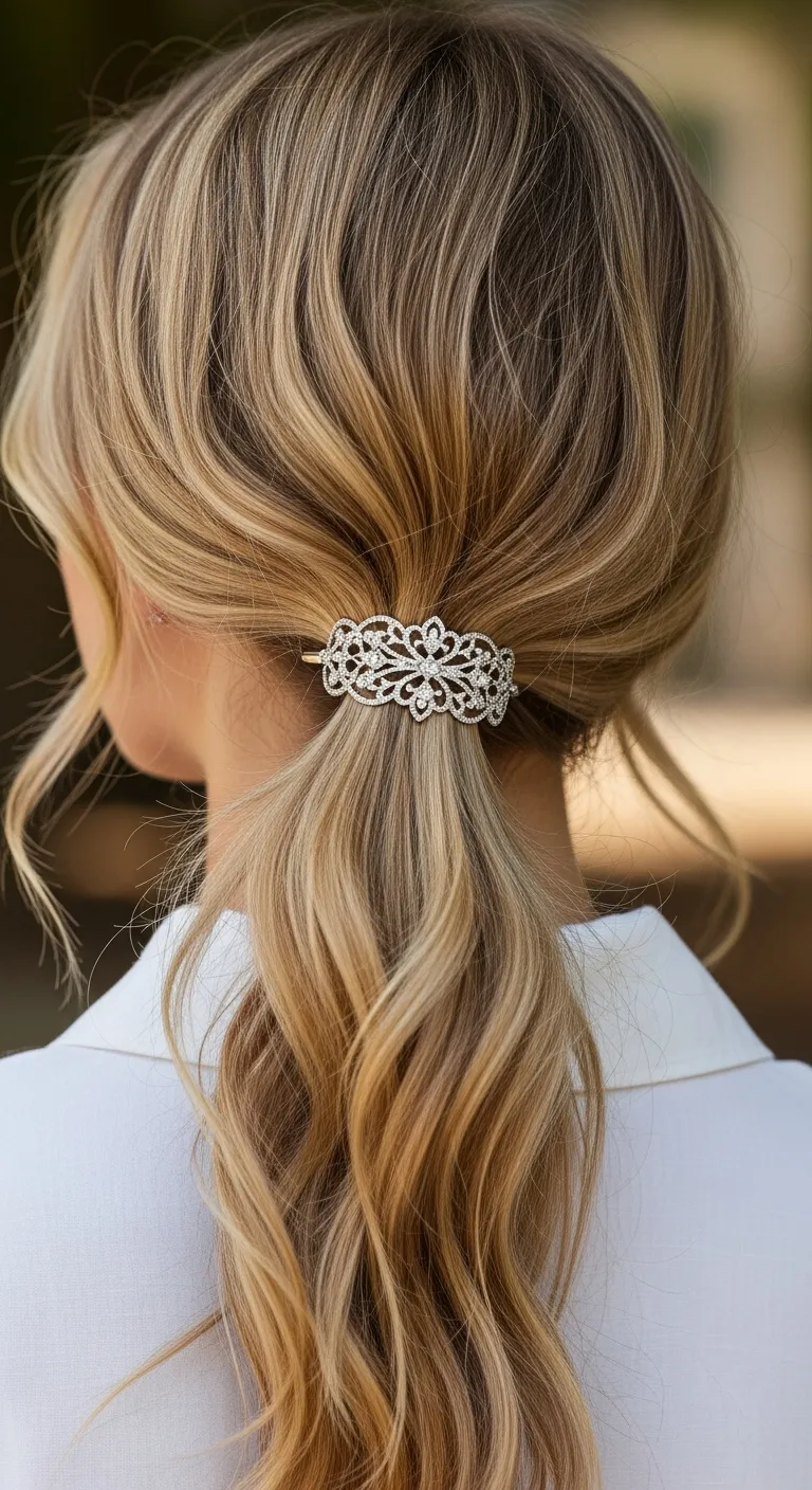 21. The Accessorized Low Ponytail: Personalized Polish