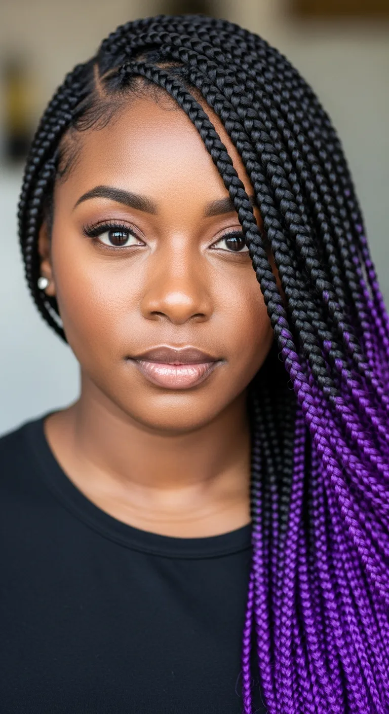 16. Long Braids with Ombre Effect