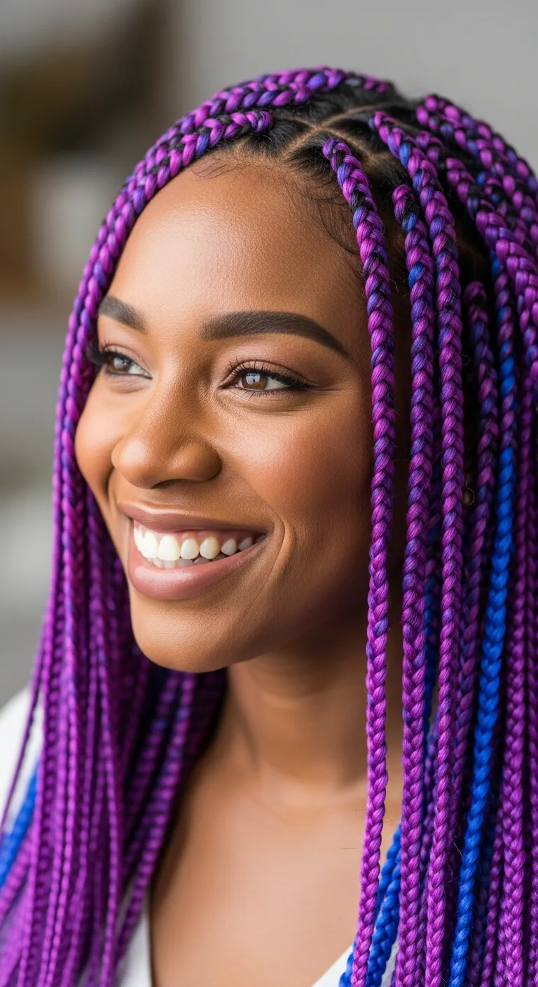 4. Bold and Colorful Box Braids