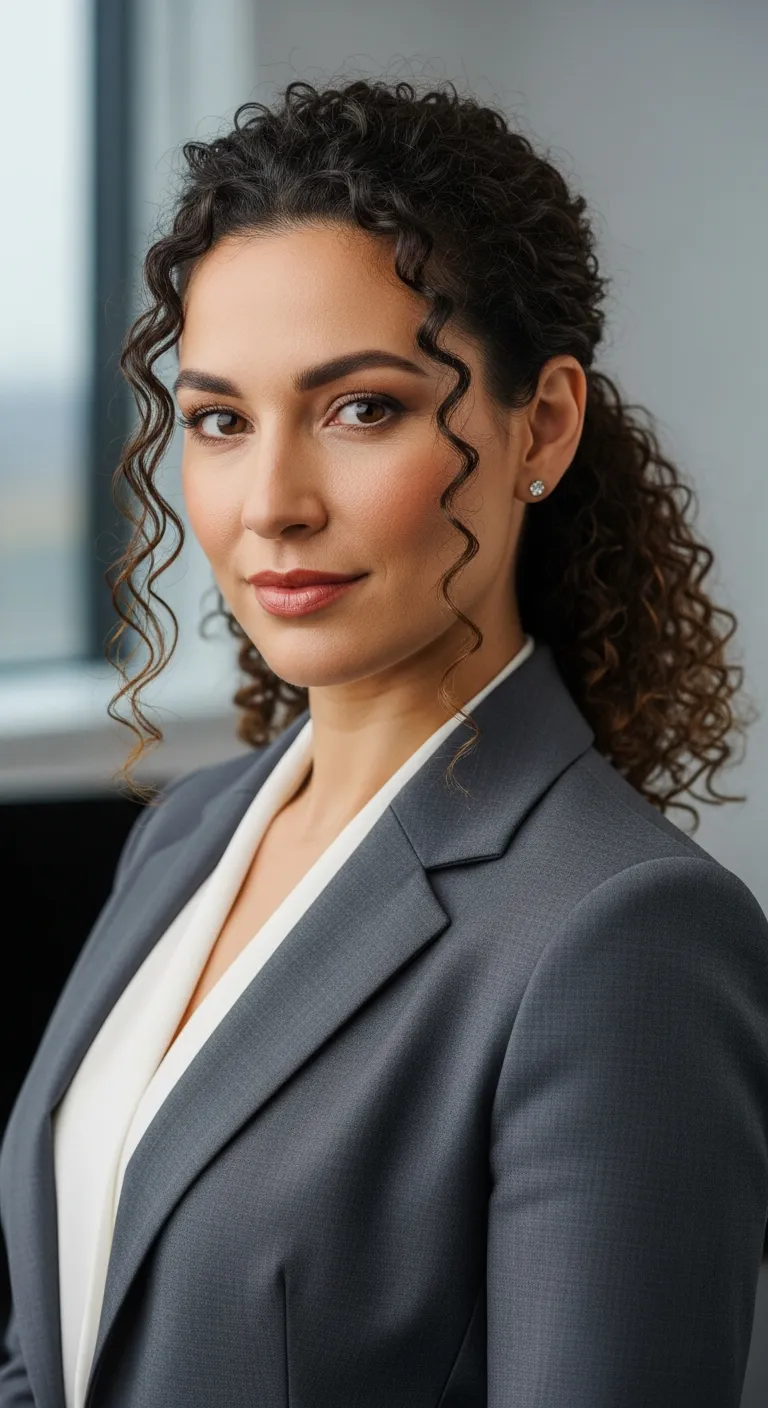 10. Sleek Low Ponytail with Curls: Understated Elegance