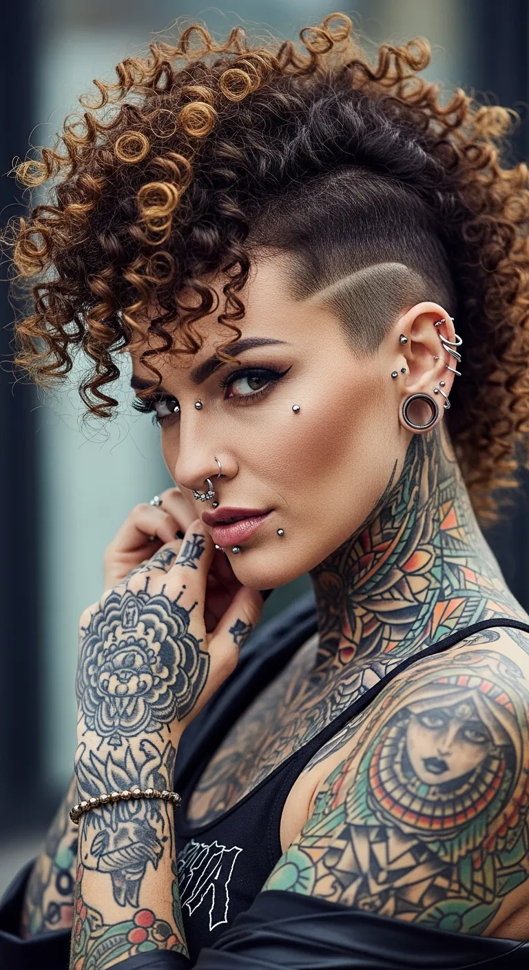 5. Curly Faux Hawk: Edgy and Unconventional