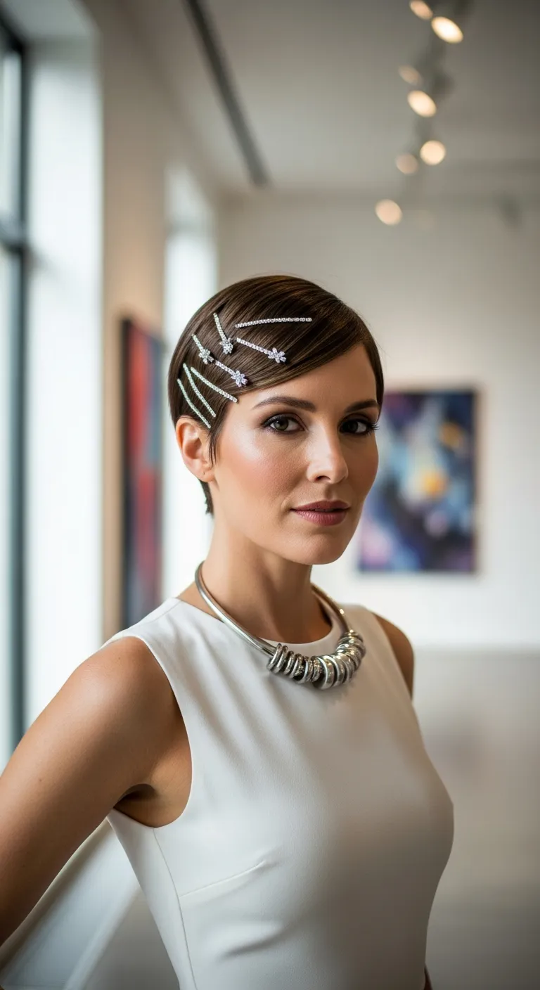 17. Pixie Cut with Accessories: Edgy and Chic