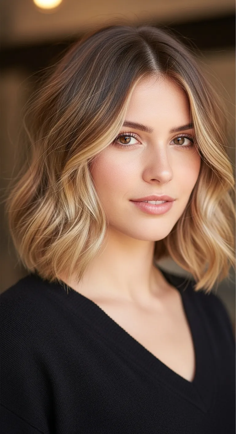 23. The Wavy Bob with Face-Framing Layers: Soft and Flattering