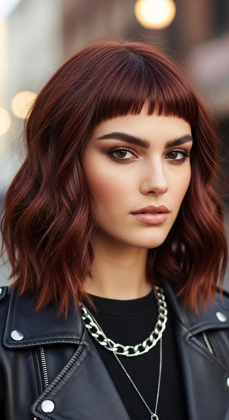 24. The Wavy Bob with Micro Bangs: Edgy and Modern
