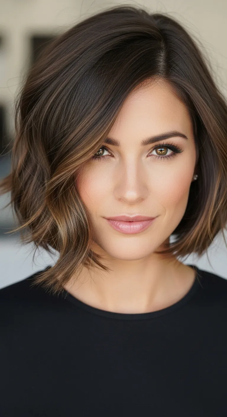 7. The Wavy Inverted Bob: Angled and Stylish