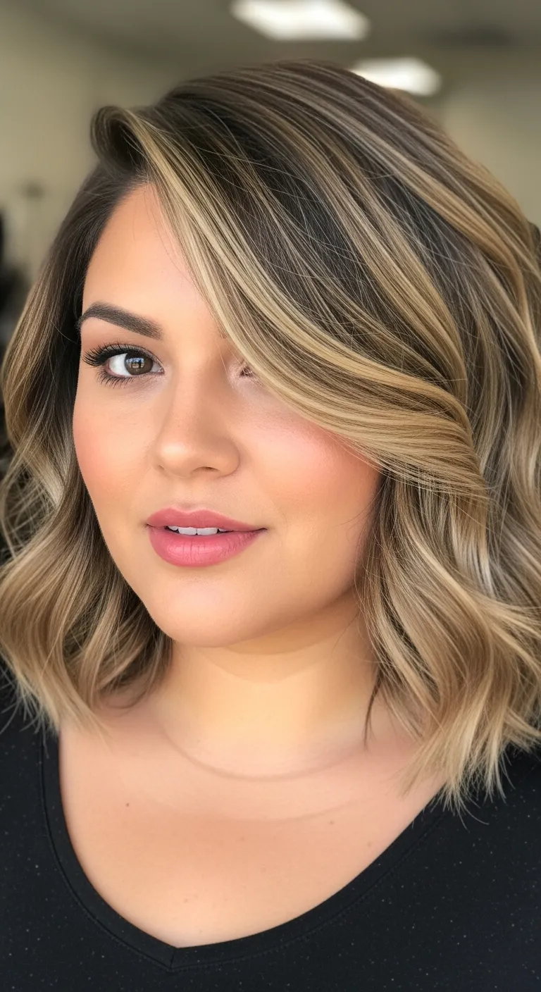 18. Textured Lob with Balayage
