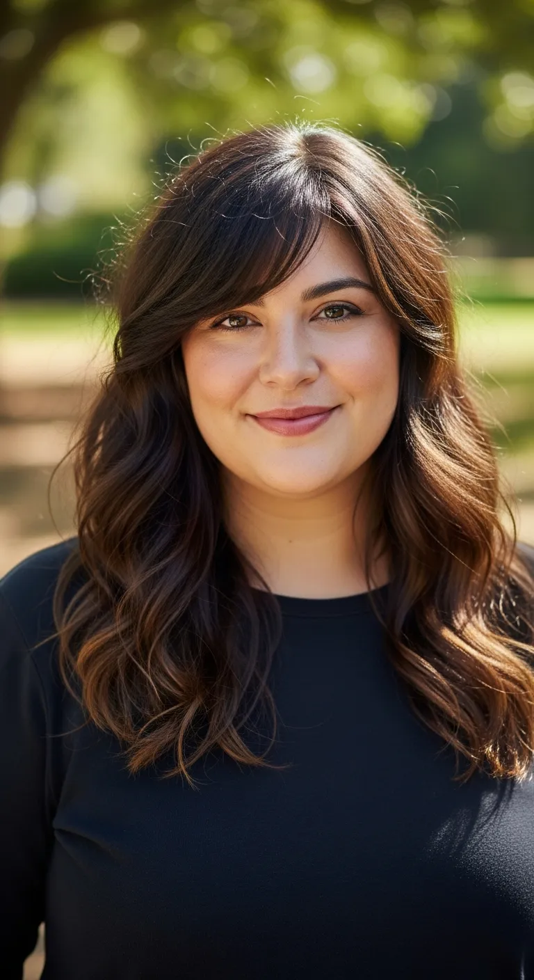 9. Side-Swept Bangs with Long Waves