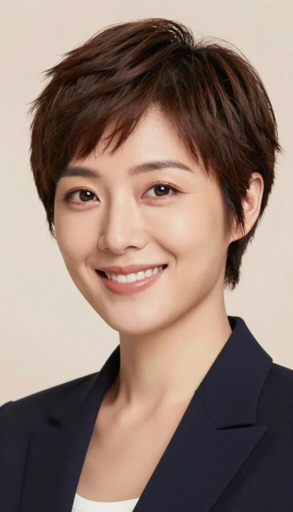 short hair framing oval face symmetry