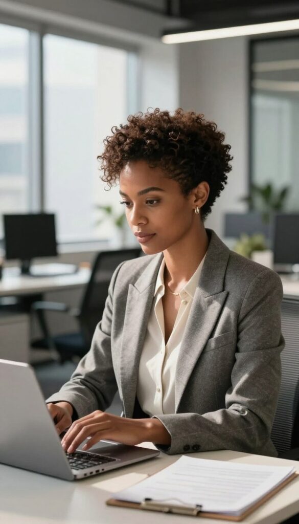 short natural hairstyles for office