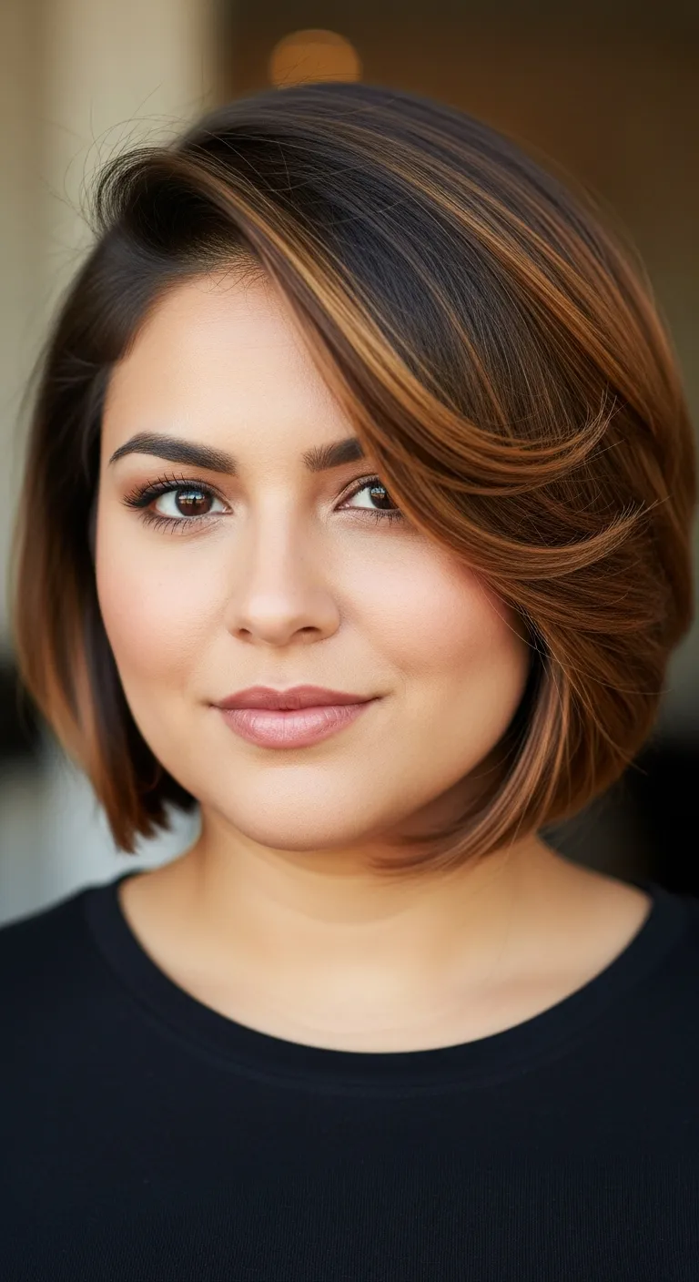 Highlighted Bob with Deep Side Part