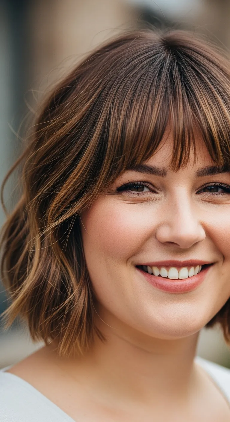 The Textured Chin-Length Bob with Bangs