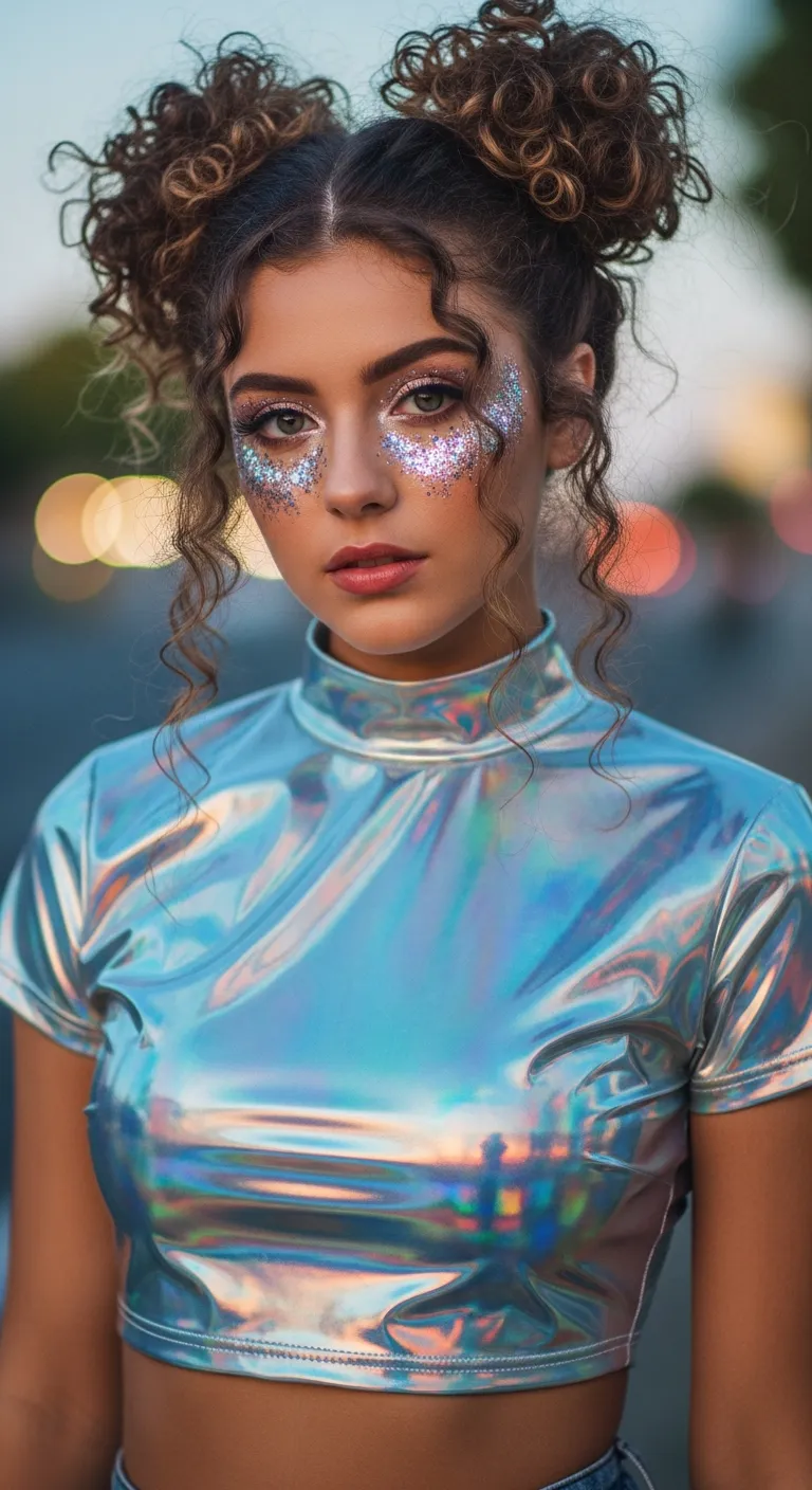 Space Buns with Curls: Fun and Futuristic