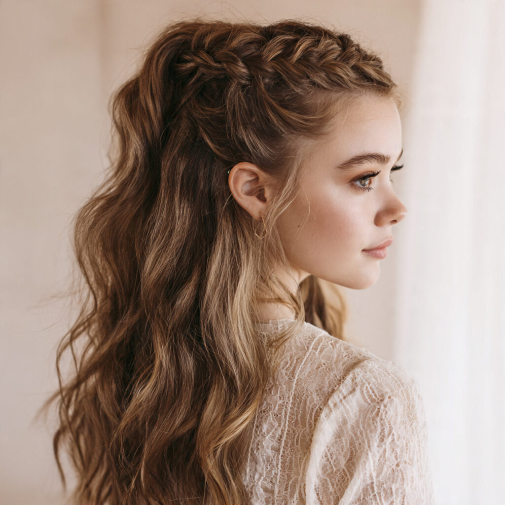 27 Cute Summer Hairstyles That Look Adorable and Effortless Try These Now 11 A Braided Half-Up Style
