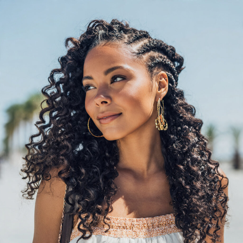 A Braided Style With Curly Ends