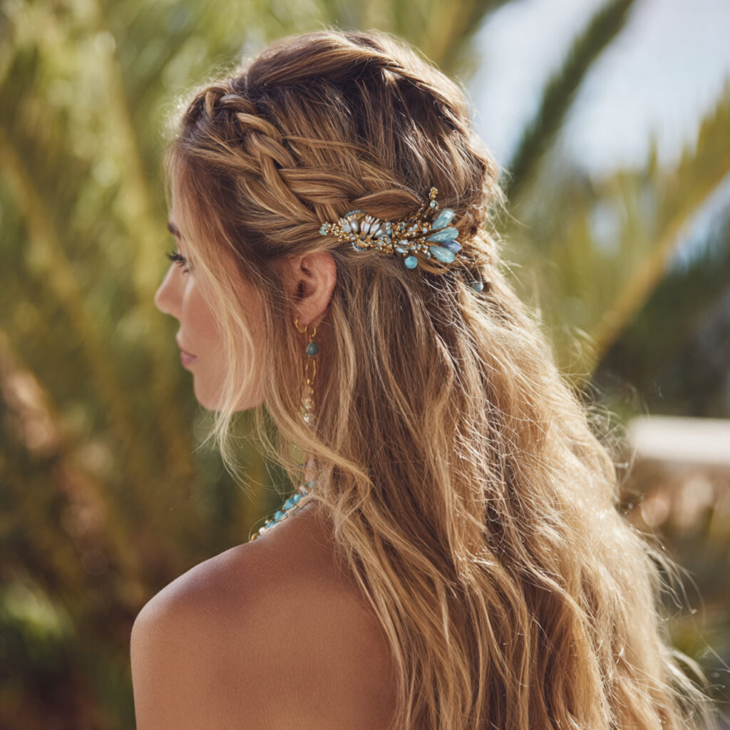 A Braided Half-Up With Accessories