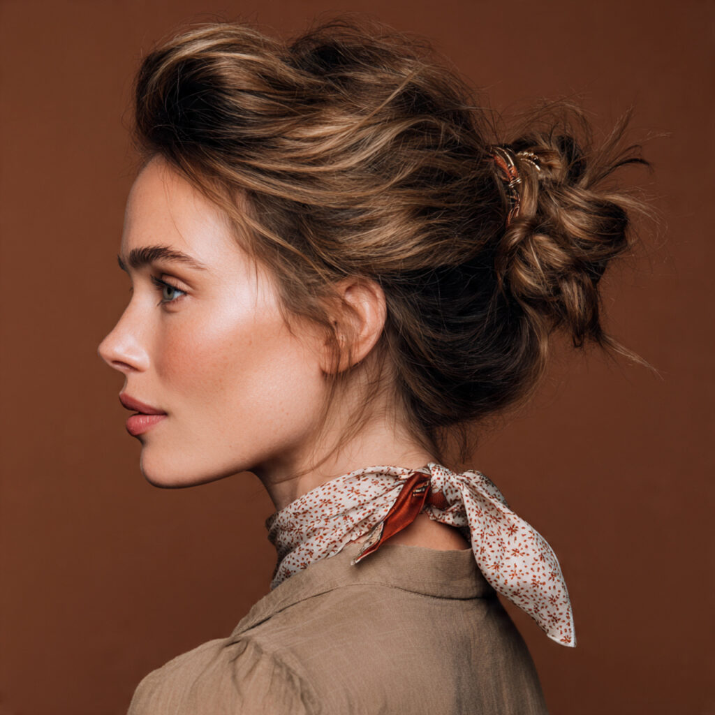 28 Hot Summer Hairstyles That Keep You Cool and Looking Gorgeous Try These Now 16 A Claw Clip Updo With a Scarf Tie