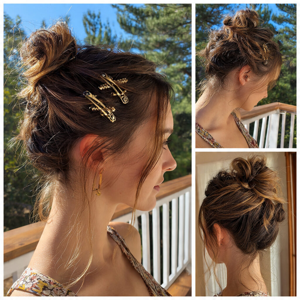 27 Cute Summer Hairstyles That Look Adorable and Effortless Try These Now 22 Mini Claw Clips Throughout a Loose Bun