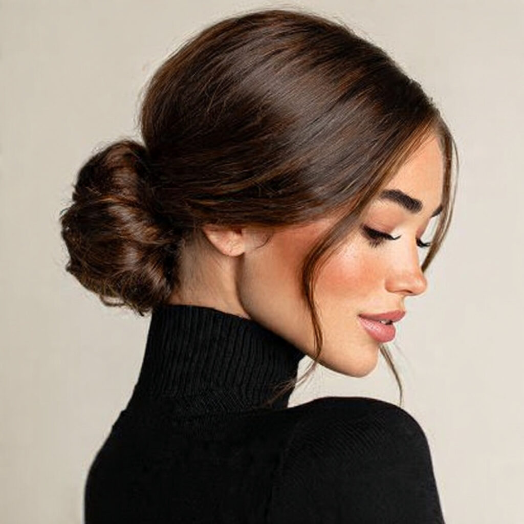 29 Medium Hair Summer Hairstyles That Look Stylish and Lightweight Try This Look Today 24 For Work: A Smooth Low Bun With Center Part
