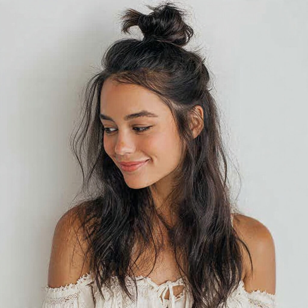 29 Medium Hair Summer Hairstyles That Look Stylish and Lightweight Try This Look Today 3 A Low Twist Bun at the Nape