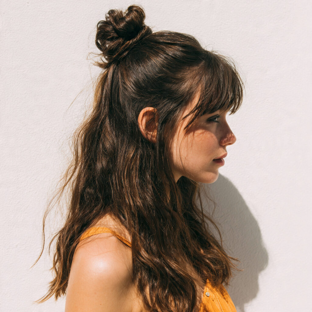24 Easy Summer Hairstyles You Can Do in Minutes Save These for Busy Days 5 The Instant Half-Up Bun