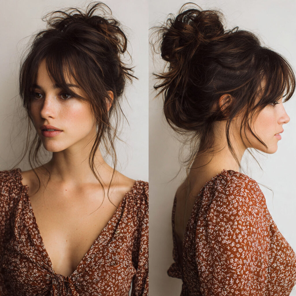 29 Medium Hair Summer Hairstyles That Look Stylish and Lightweight Try This Look Today 6 A Messy Medium Bun