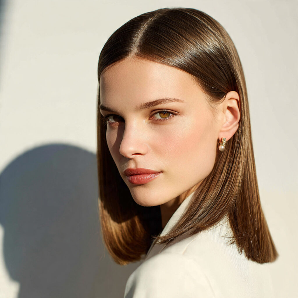 Sleek and Straight With a Center Part