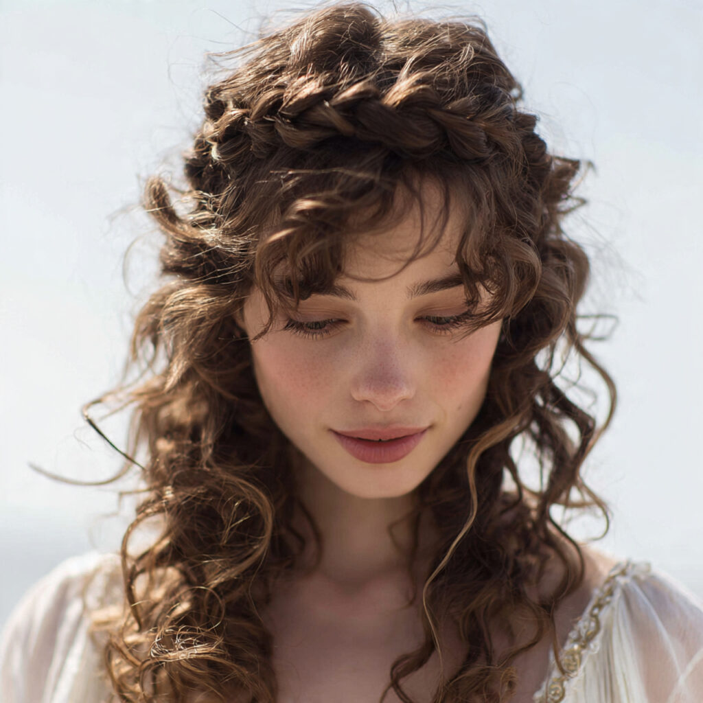 9 braided crown with curls curly hair with small b